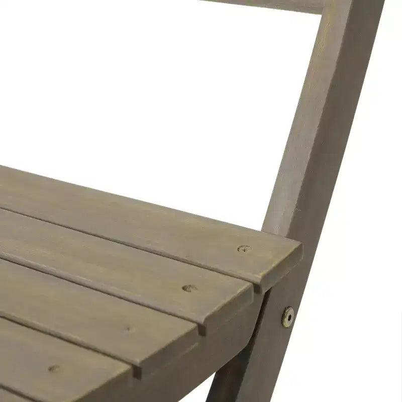 GDFStudio Rabion Outdoor Acacia Wood 3 Piece Folding Bistro Set, Gray