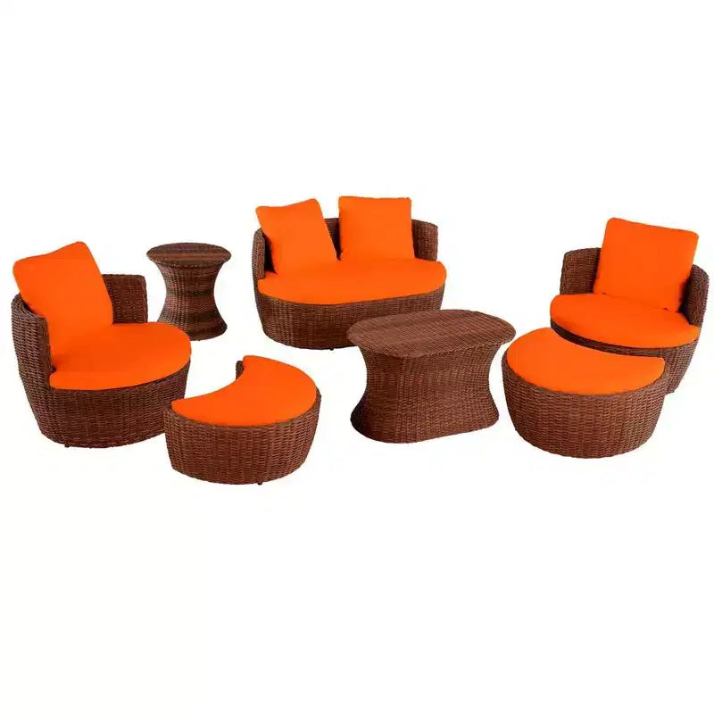 Jiallo Romantic Collection outdoor 7-piece Ottoman set