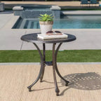 GDFStudio Louis Outdoor Cast Aluminum Round Side Table, Bronze