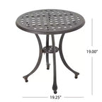 GDFStudio Louis Outdoor Cast Aluminum Round Side Table, Bronze