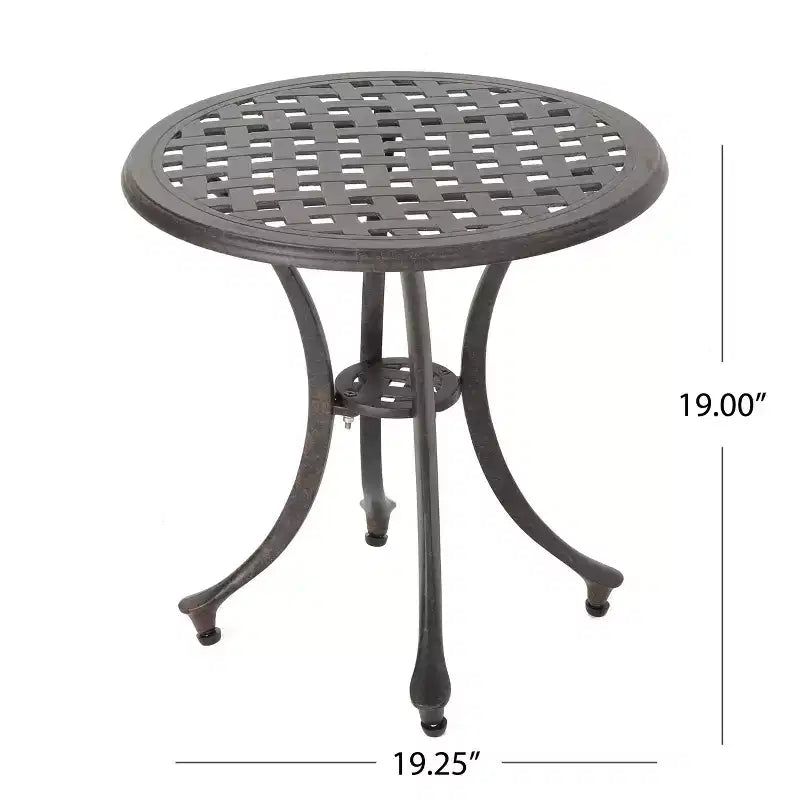 GDFStudio Louis Outdoor Cast Aluminum Round Side Table, Bronze