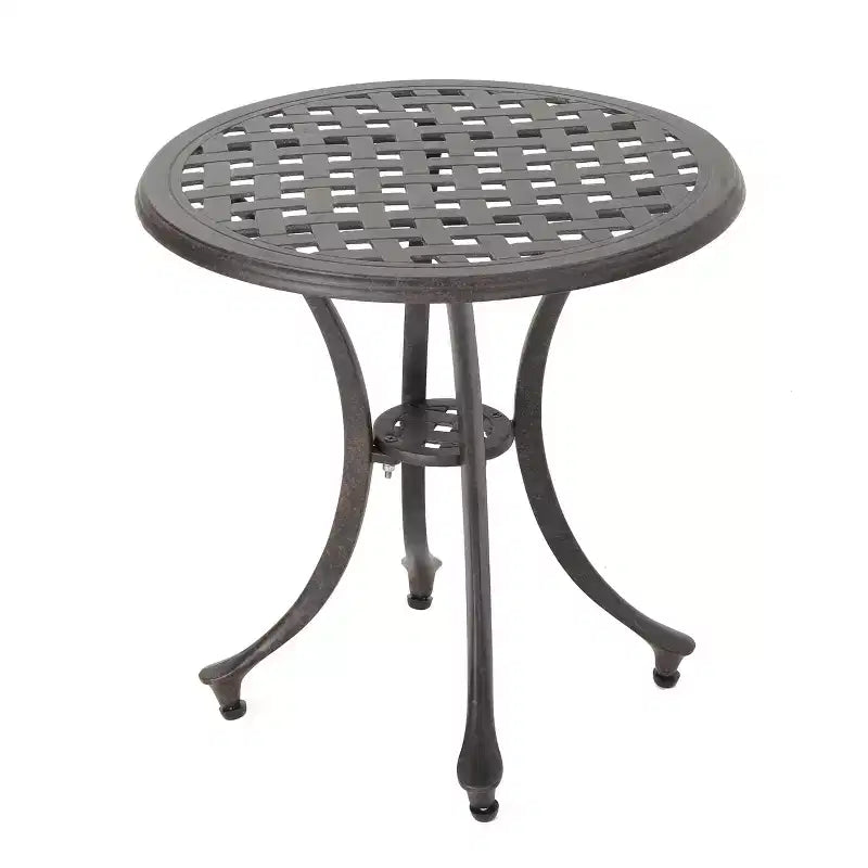 GDFStudio Louis Outdoor Cast Aluminum Round Side Table, Bronze