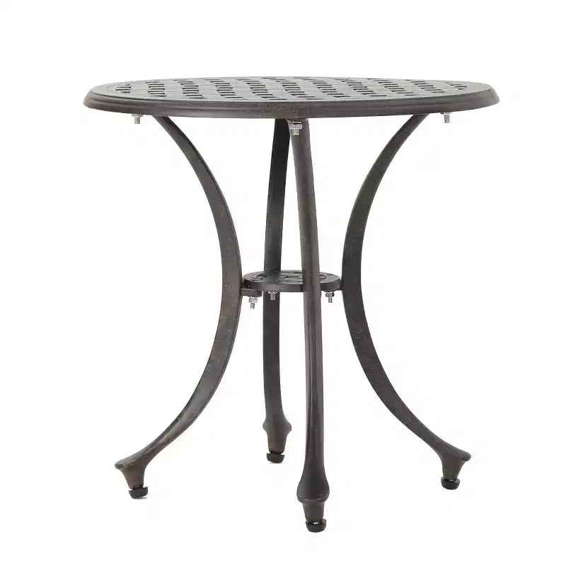 GDFStudio Louis Outdoor Cast Aluminum Round Side Table, Bronze