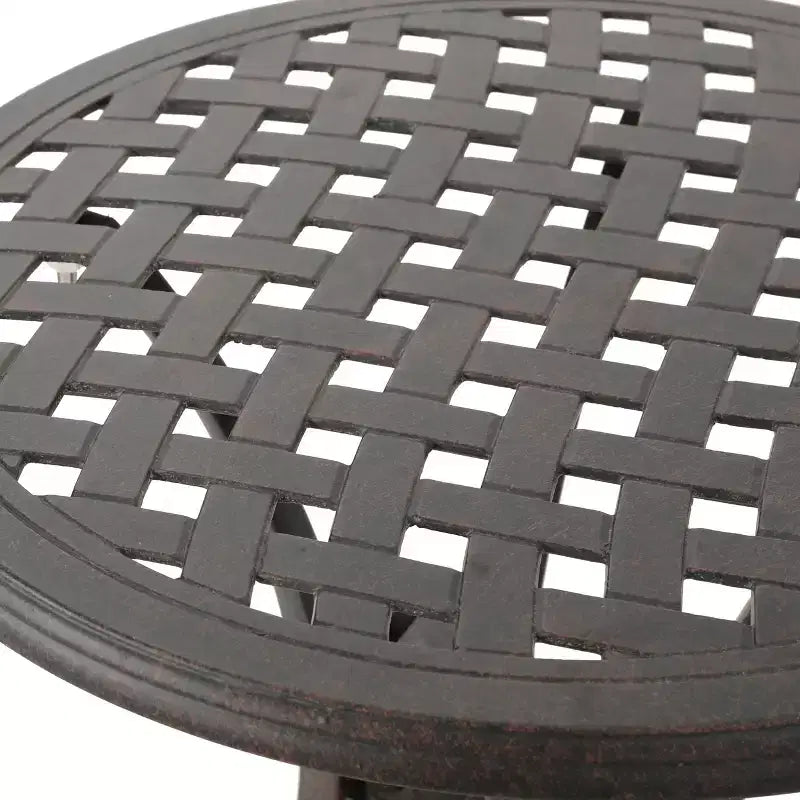 GDFStudio Louis Outdoor Cast Aluminum Round Side Table, Bronze