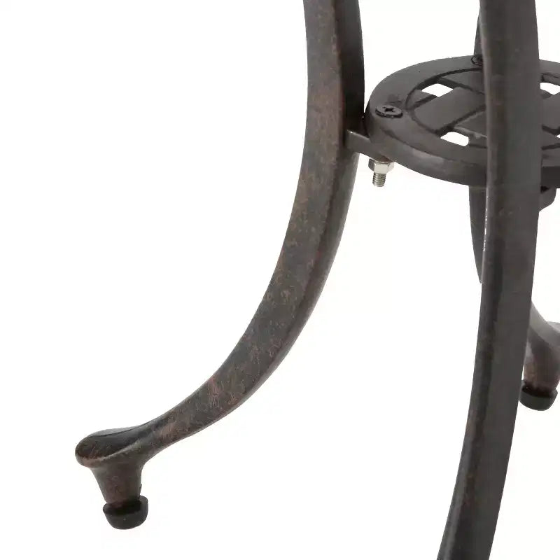 GDFStudio Louis Outdoor Cast Aluminum Round Side Table, Bronze