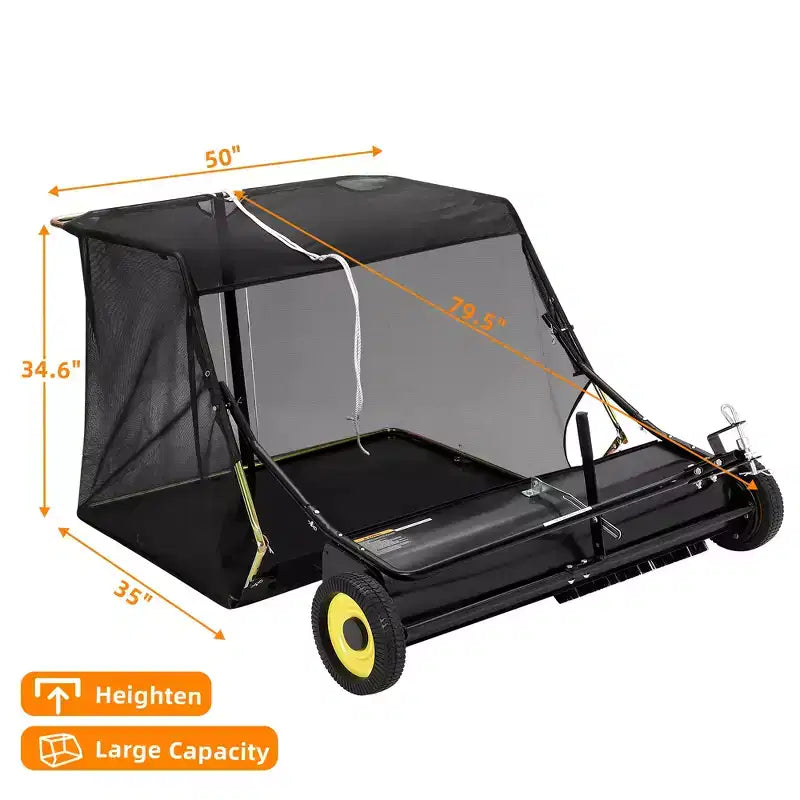 50 Inch Lawn Sweeper Tow Behind with Adjustable Height