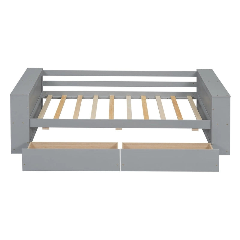 Twin Size Daybed with Shelves and Drawers