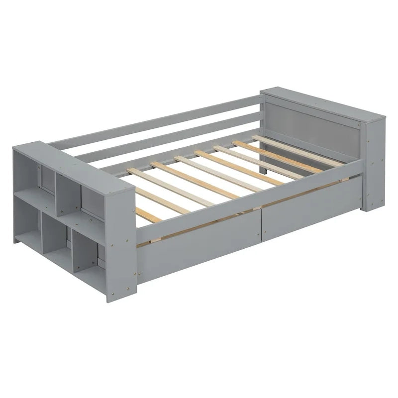 Twin Size Daybed with Shelves and Drawers