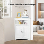 Corner Cabinet 32 with 2 Doors and Adjustable Shelves for Home Storage - 25.4 x 12.8 x 33.3 in
