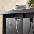 Oyala Black Finish 2-door Kitchen Island with Power and USB outlets and 2 Stools by iNSPIRE Q Modern
