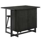 Oyala Black Finish 2-door Kitchen Island with Power and USB outlets and 2 Stools by iNSPIRE Q Modern