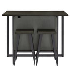 Oyala Black Finish 2-door Kitchen Island with Power and USB outlets and 2 Stools by iNSPIRE Q Modern