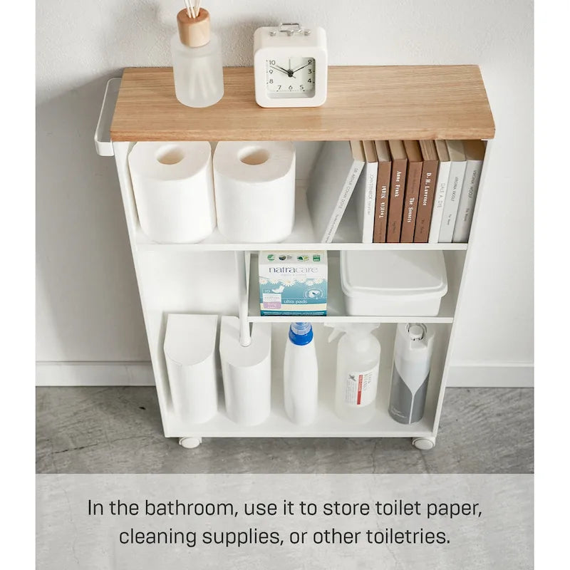 Yamazaki Home Rolling Storage Cart, Steel, Minimal Assembly - L 18.7 x W 5.12 x H 26.97 inches