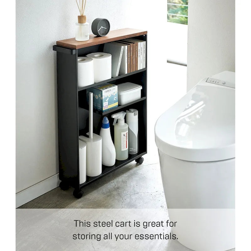 Yamazaki Home Rolling Storage Cart, Steel, Minimal Assembly - L 18.7 x W 5.12 x H 26.97 inches