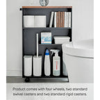 Yamazaki Home Rolling Storage Cart, Steel, Minimal Assembly - L 18.7 x W 5.12 x H 26.97 inches