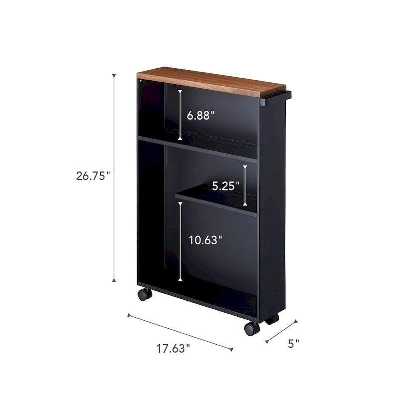 Yamazaki Home Rolling Storage Cart, Steel, Minimal Assembly - L 18.7 x W 5.12 x H 26.97 inches
