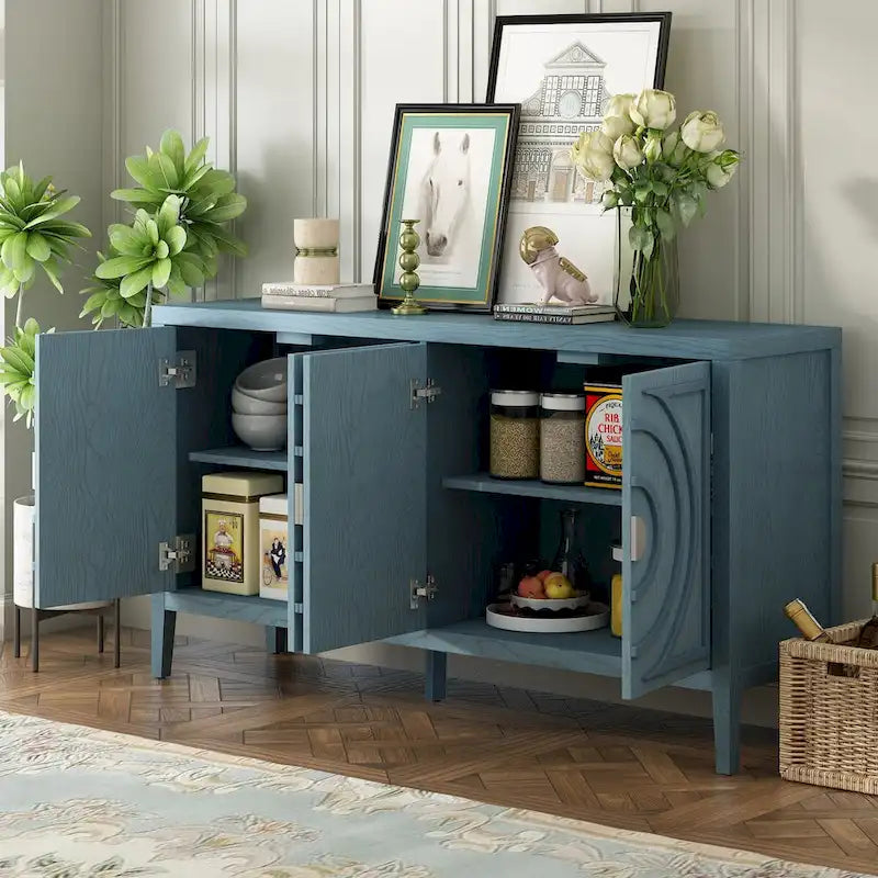 Retro Sideboard door with Circular Groove Design cabinets - N/A