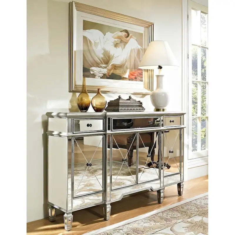 60 Mirrored reflection Andrea hall console cabinet - 60 Inch