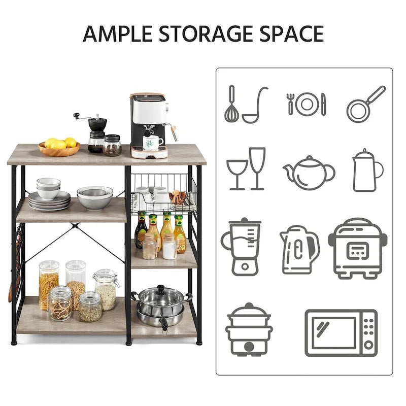 Yaheetech Metal Frame Baker's Rack Kitchen Island Storage Shelf