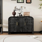 Retro Minimalist Curved Sideboard with Gold Handles - N/A