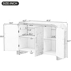 Retro Minimalist Curved Sideboard with Gold Handles - N/A