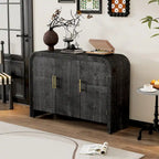 Retro Minimalist Curved Sideboard with Gold Handles - N/A
