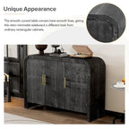 Retro Minimalist Curved Sideboard with Gold Handles - N/A