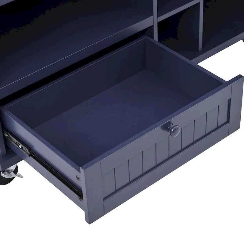 Kitchen Island Cart with Wheels,Storage Cabinet, Solid Wood Desktop