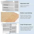 Kitchen Island Cart with Wheels,Storage Cabinet, Solid Wood Desktop