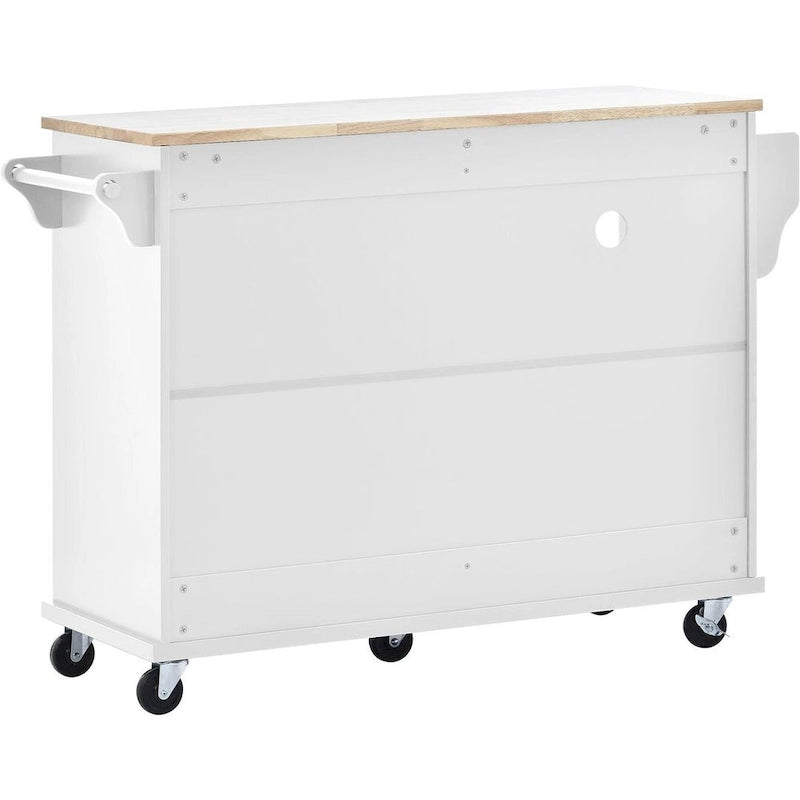 Kitchen Island Cart with Wheels,Storage Cabinet, Solid Wood Desktop