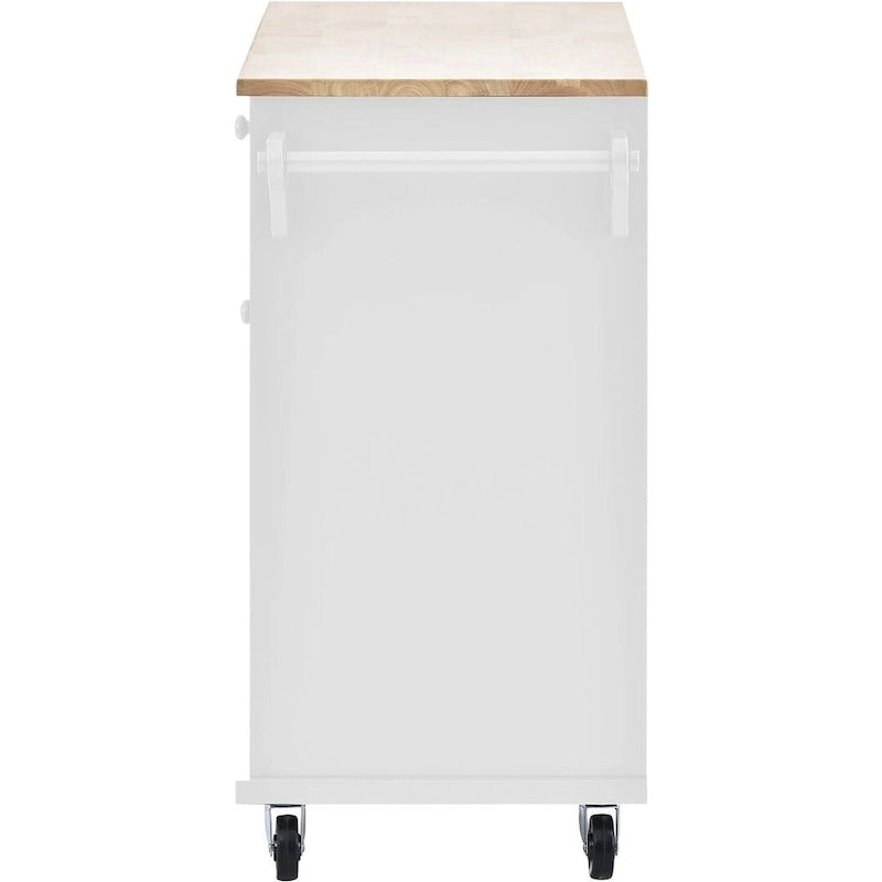 Kitchen Island Cart with Wheels,Storage Cabinet, Solid Wood Desktop