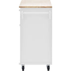 Kitchen Island Cart with Wheels,Storage Cabinet, Solid Wood Desktop