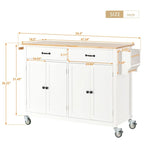 Solid Wood Top Kitchen Island Cart with Locking Wheels,2 Drawers,Towel Rack