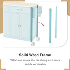 Solid Wood Top Kitchen Island Cart with Locking Wheels,2 Drawers,Towel Rack