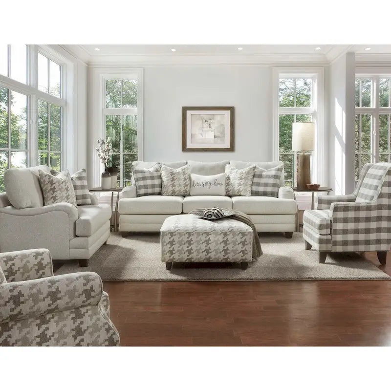 Brock Berber Off-white Buffalo Check Accent Armchair