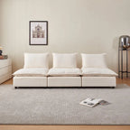 Armless Accent Chair, Single Sofa Couch with Ottoman - Compact Design, Space-Saving Seating for Living Room, Bedroom