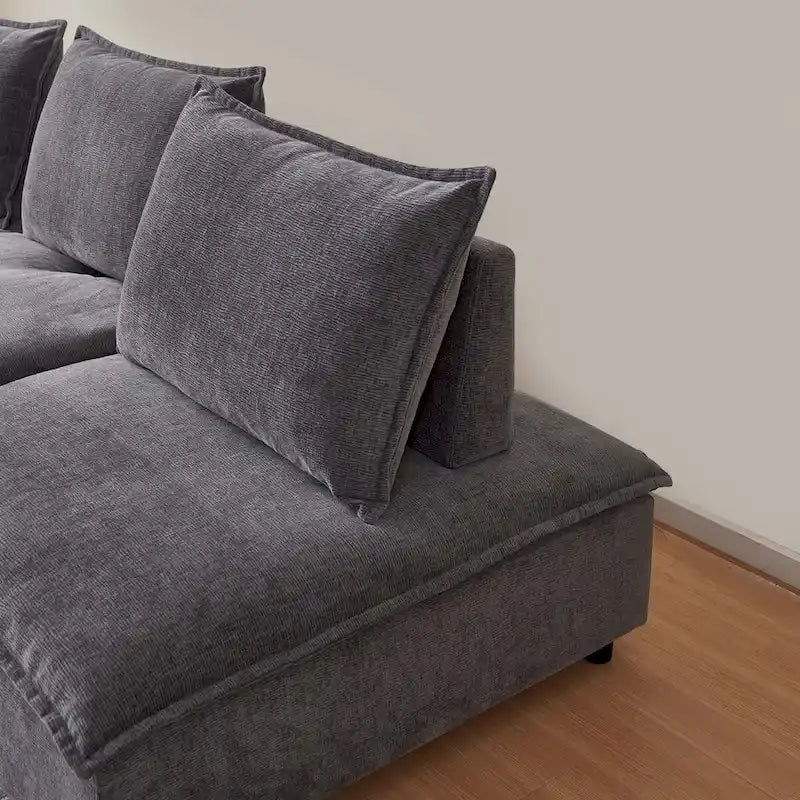 Armless Accent Chair, Single Sofa Couch with Ottoman - Compact Design, Space-Saving Seating for Living Room, Bedroom
