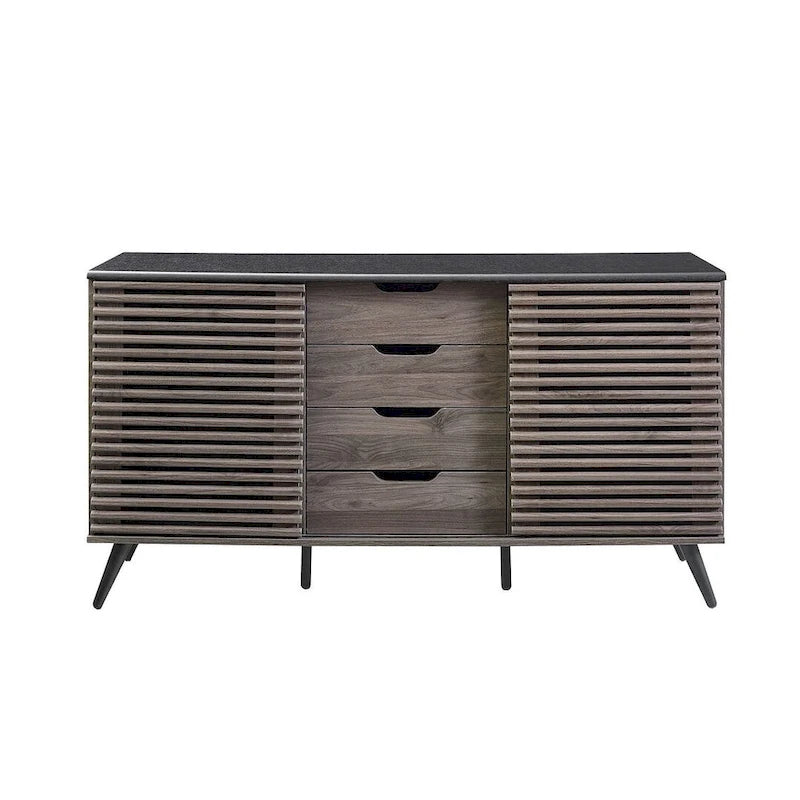59 Modern Sideboard Storage Cabinet TV Stand with 4 Drawers and 2 Sliding Doors
