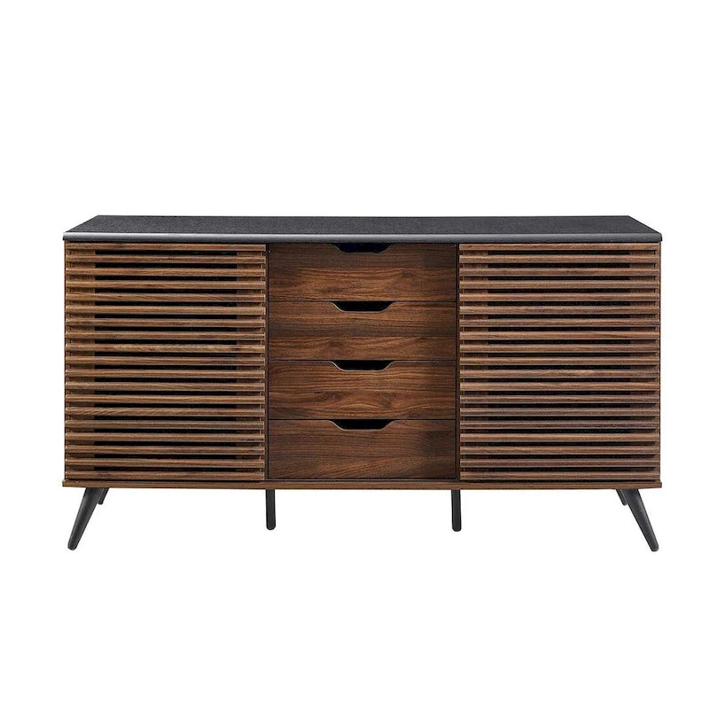 59 Modern Sideboard Storage Cabinet TV Stand with 4 Drawers and 2 Sliding Doors