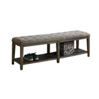 Wooden Bench with Button Tufted Seat