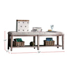 Wooden Bench with Button Tufted Seat