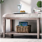 Wooden Bench with Button Tufted Seat