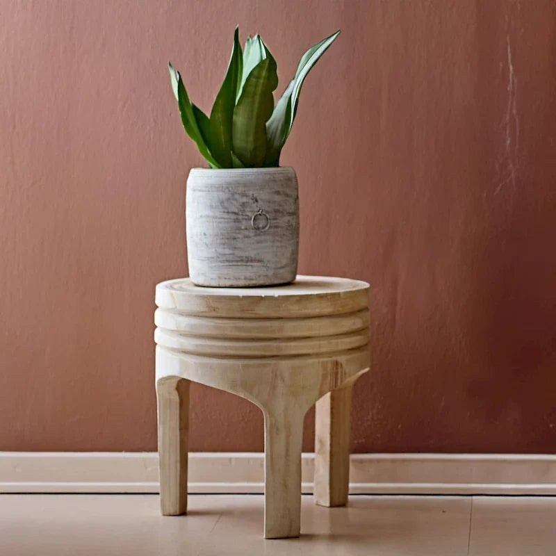Paulownia Wood Carved Stool
