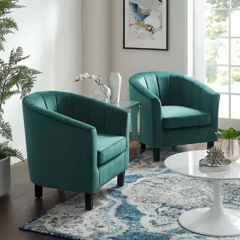 Silver Orchid Streitmann Channel Tufted Velvet Armchair (Set of 2)