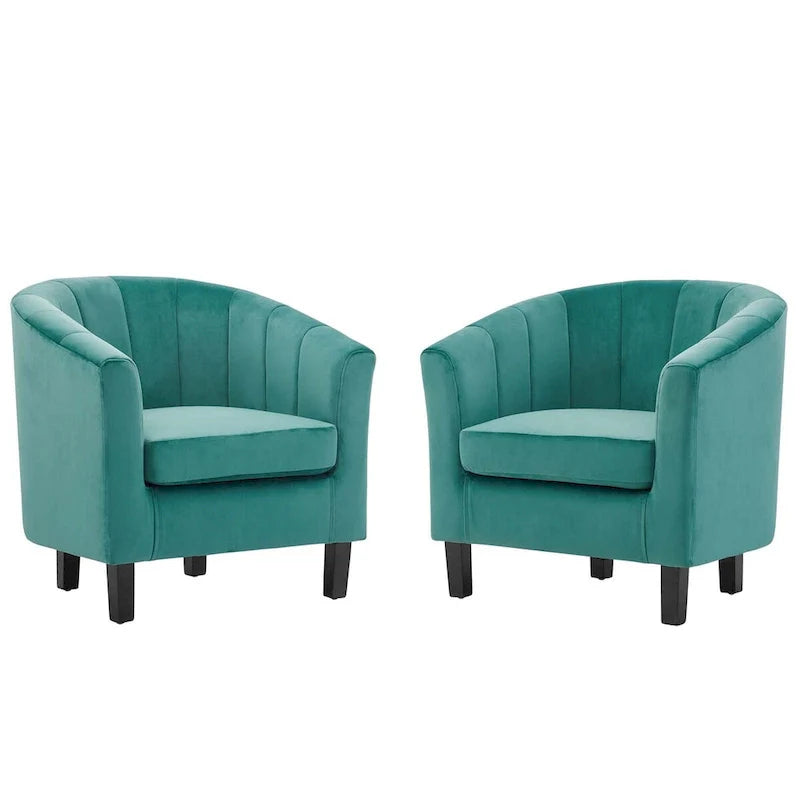 Silver Orchid Streitmann Channel Tufted Velvet Armchair (Set of 2)