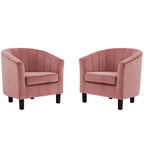 Silver Orchid Streitmann Channel Tufted Velvet Armchair (Set of 2)