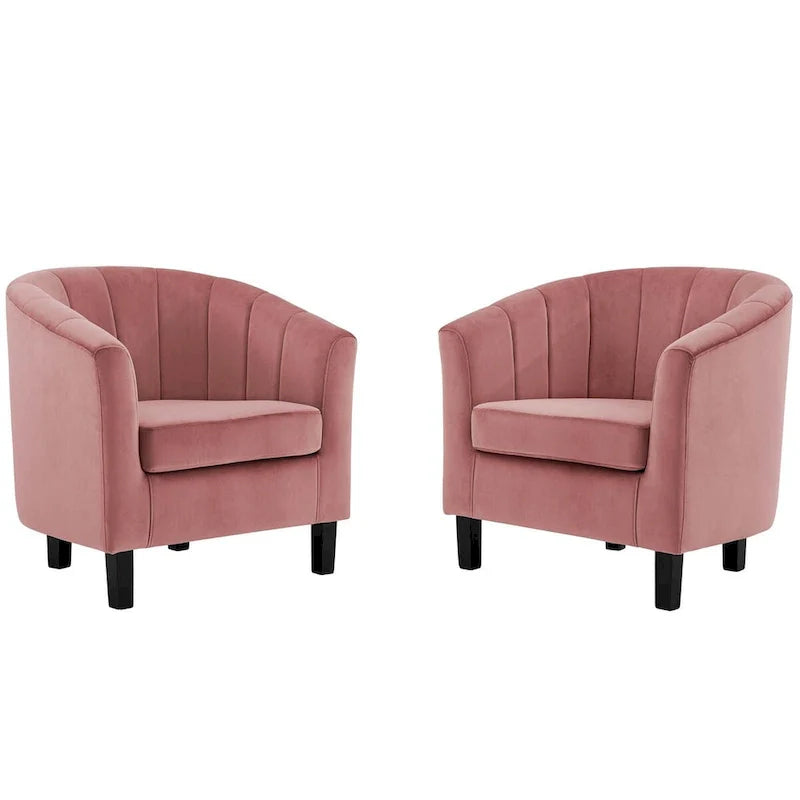 Silver Orchid Streitmann Channel Tufted Velvet Armchair (Set of 2)