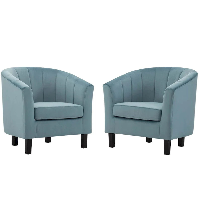 Silver Orchid Streitmann Channel Tufted Velvet Armchair (Set of 2)