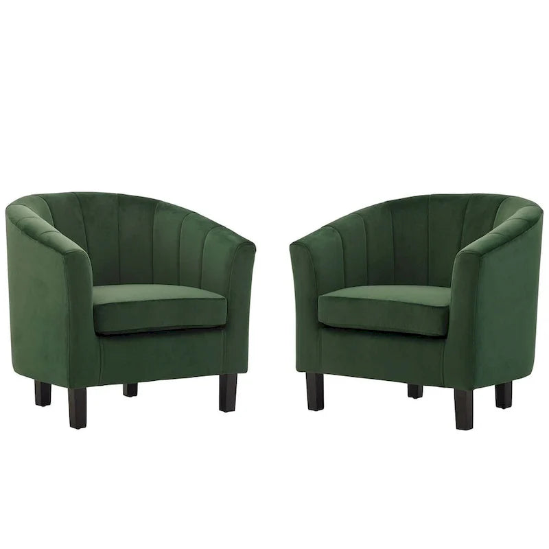 Silver Orchid Streitmann Channel Tufted Velvet Armchair (Set of 2)
