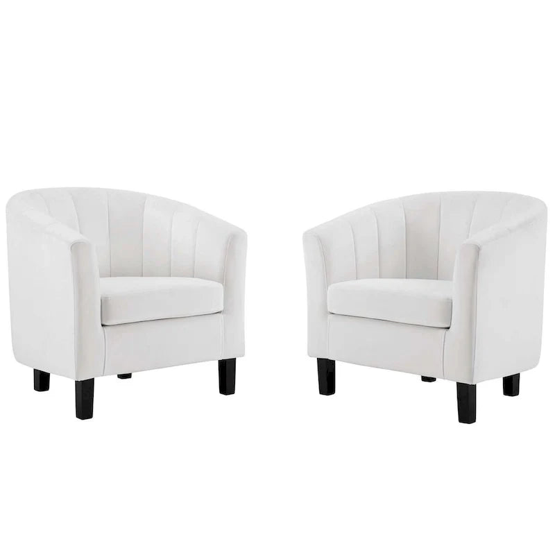 Silver Orchid Streitmann Channel Tufted Velvet Armchair (Set of 2)